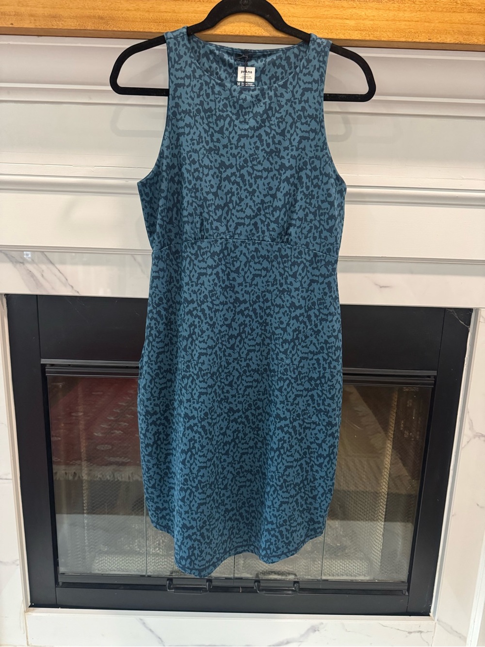 Prana Sleeveless Teal Patterned Sheath Dress